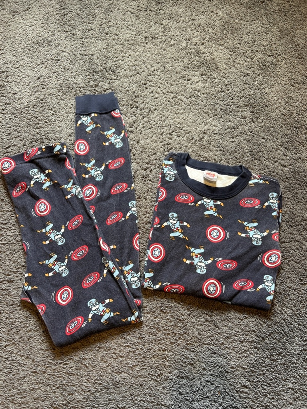 Hanna Andersson MARVEL Navy Captain America Pajama Set. Size 12